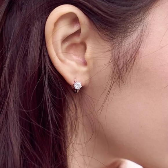 Pretty Small Round Diamond Earrings - Picture 7 of 7